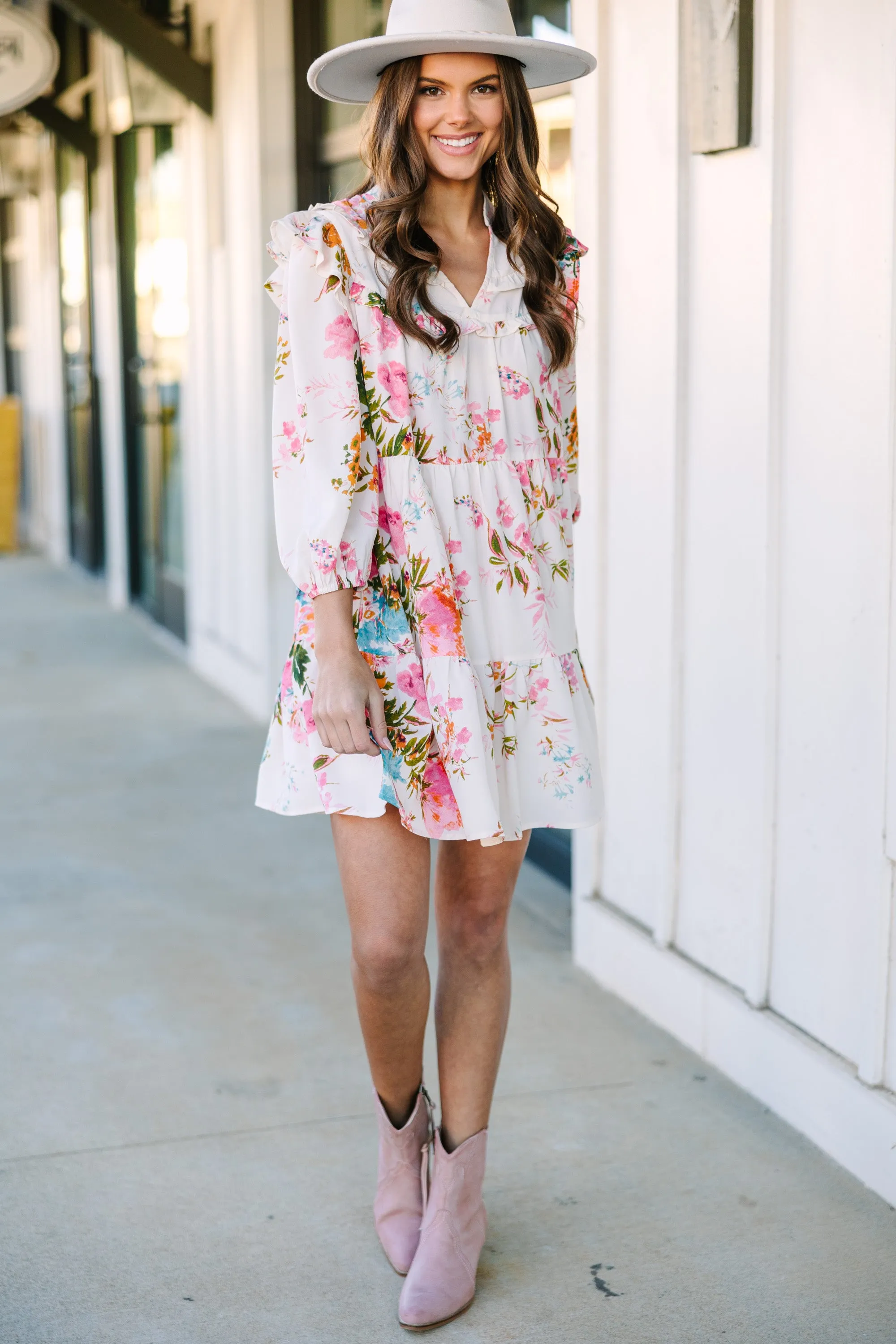 Can't Leave You Alone Pink Floral Dress