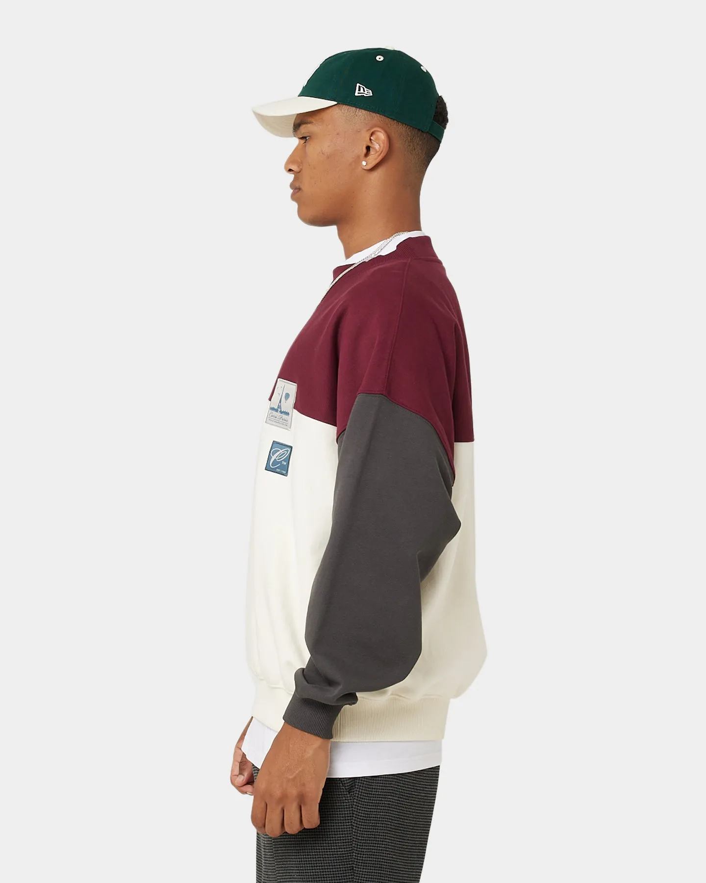 Carre Avant Oversized Panel Crewneck Maroon