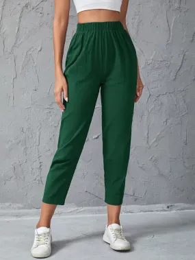 Casual Plain Semi-Sheer Natural Cropped Women Pants