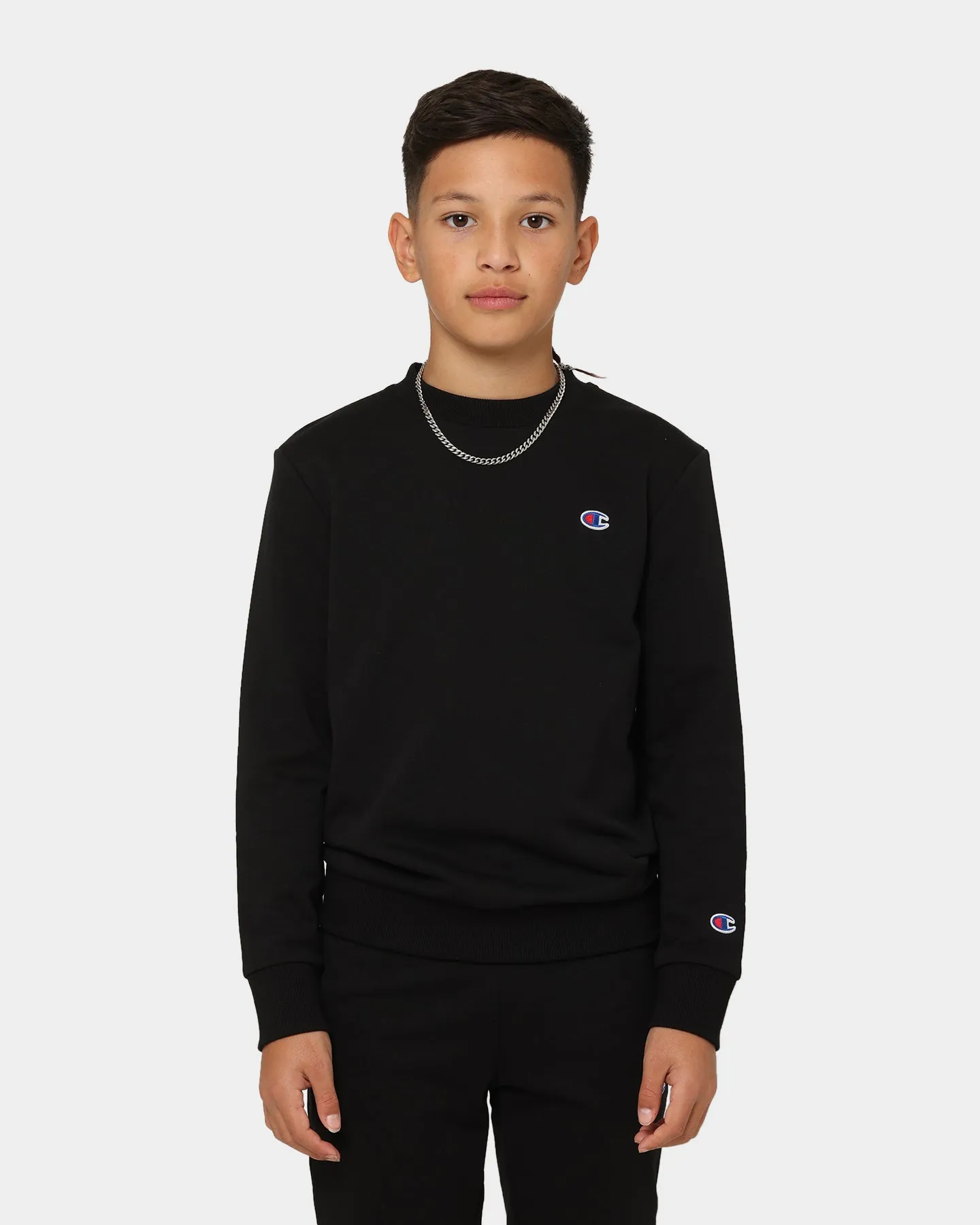 Champion Kids' French Terry C Logo Crewneck Black