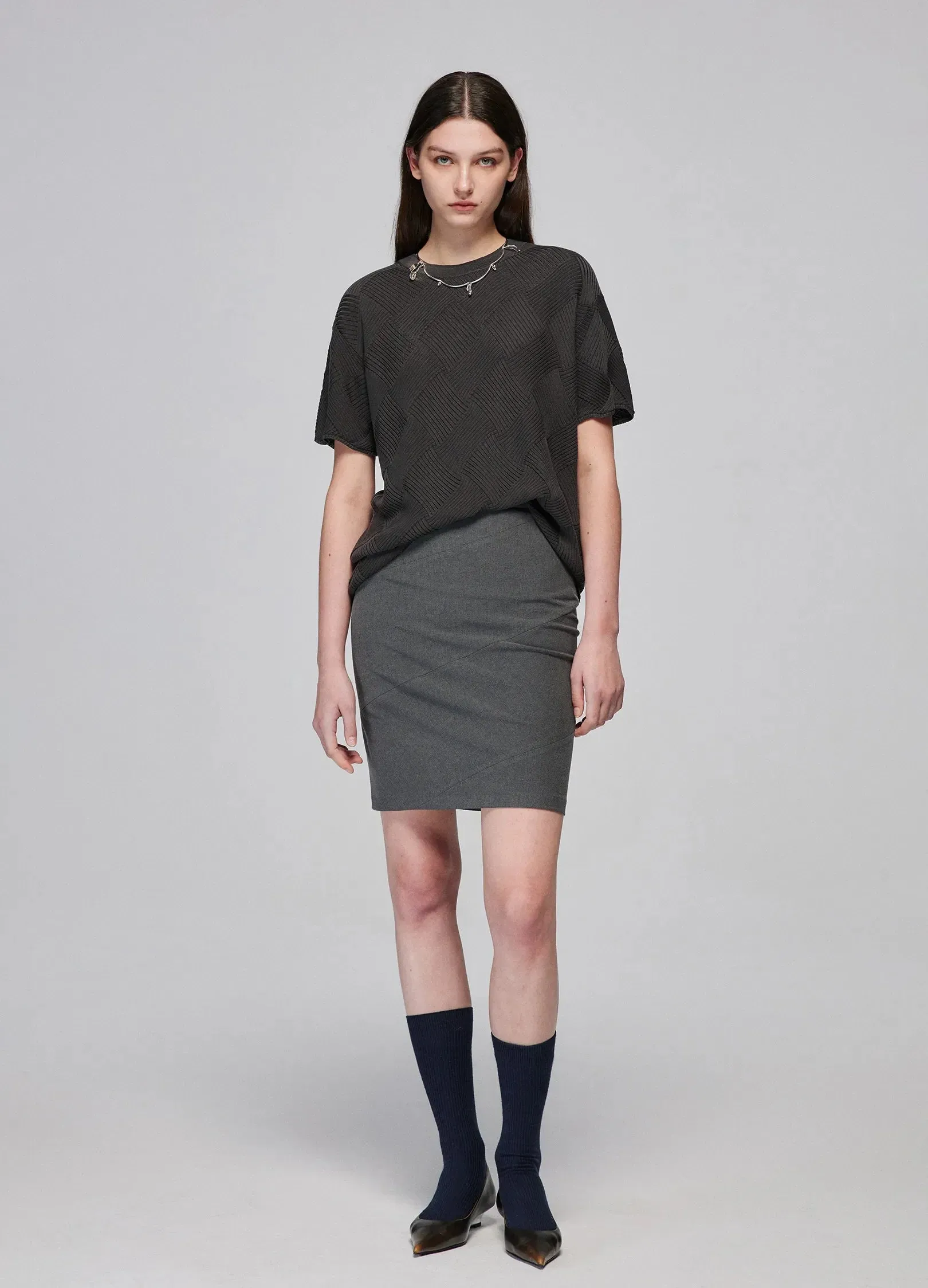 Charcoal Pencil Mini Skirt