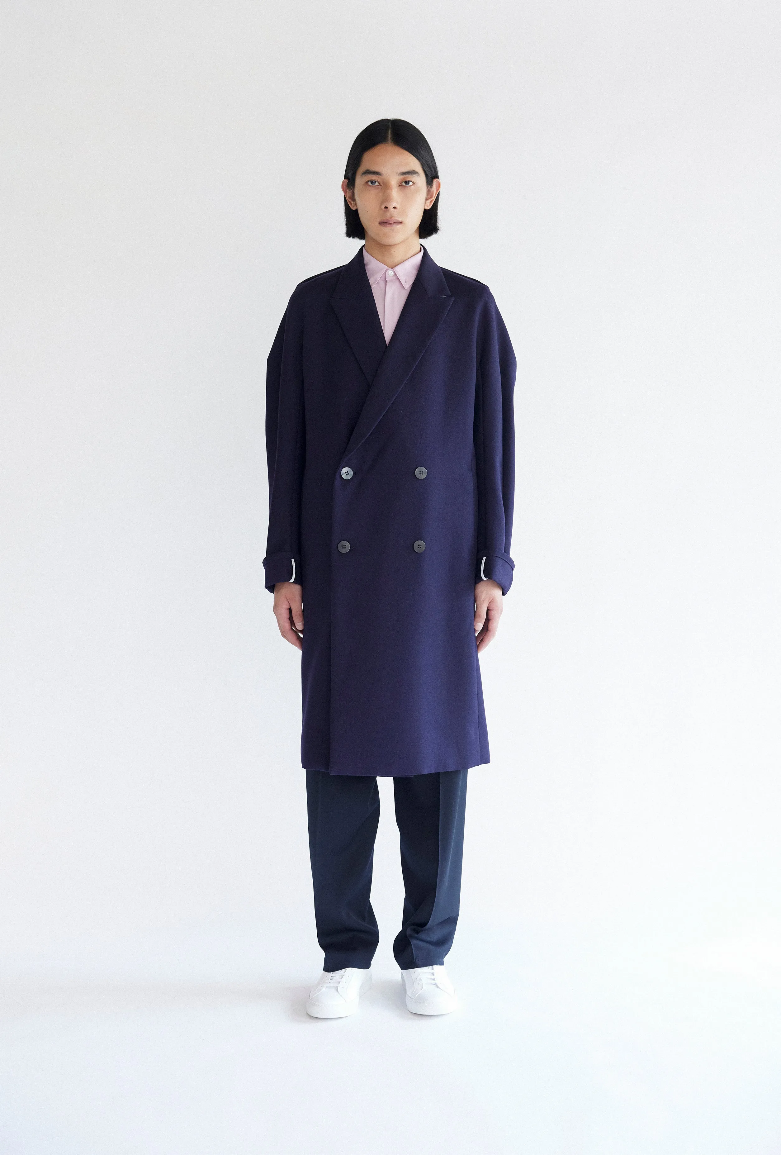 Classic Wool Serge Overcoat in Navy