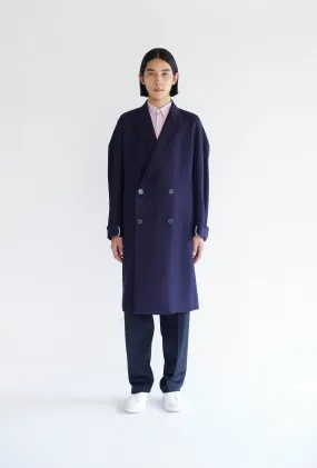 Classic Wool Serge Overcoat in Navy