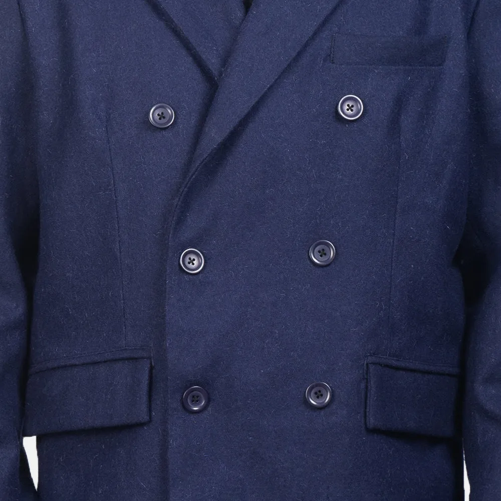 Claud Blue Wool Double Breasted Coat