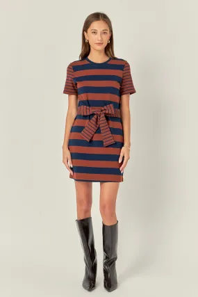 Contrast Stripe Knit Mini Dress - Sale