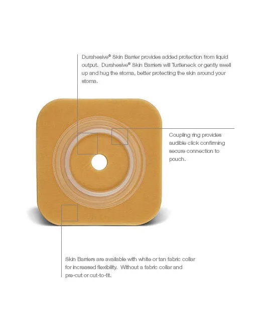 Convatec Natura 2-Piece Durahesive Flexible Skin Barrier - 10 per box, CUT TO FIT 13MM - 45MM (1/2" - 1¾"), WITH TAPE / WHITE