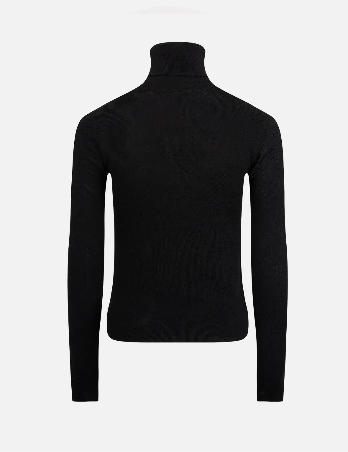 Cut-out Rib-Knitted Turtleneck Sweater