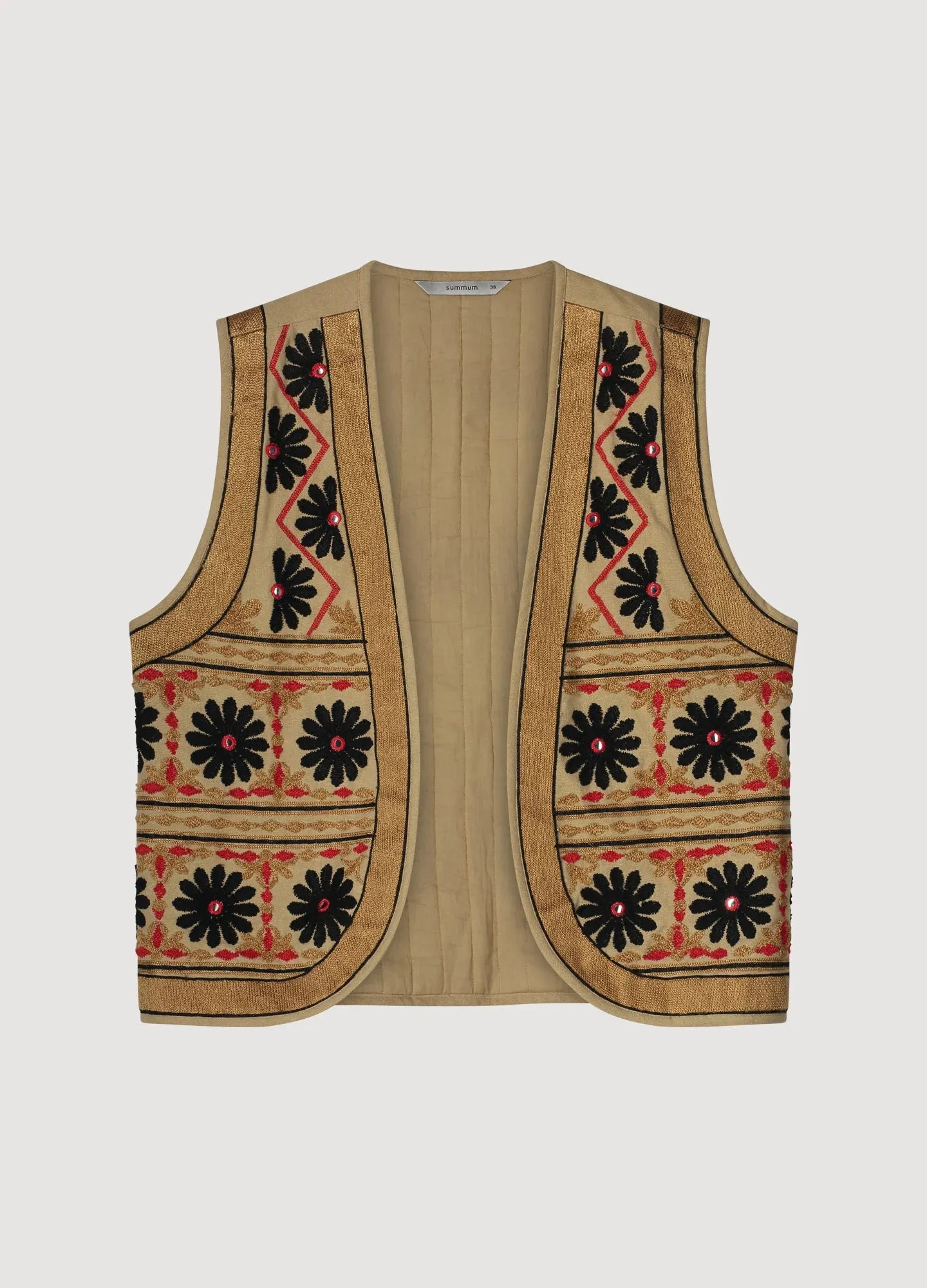 Embroidered 100% Cotton Boxy Waistcoat