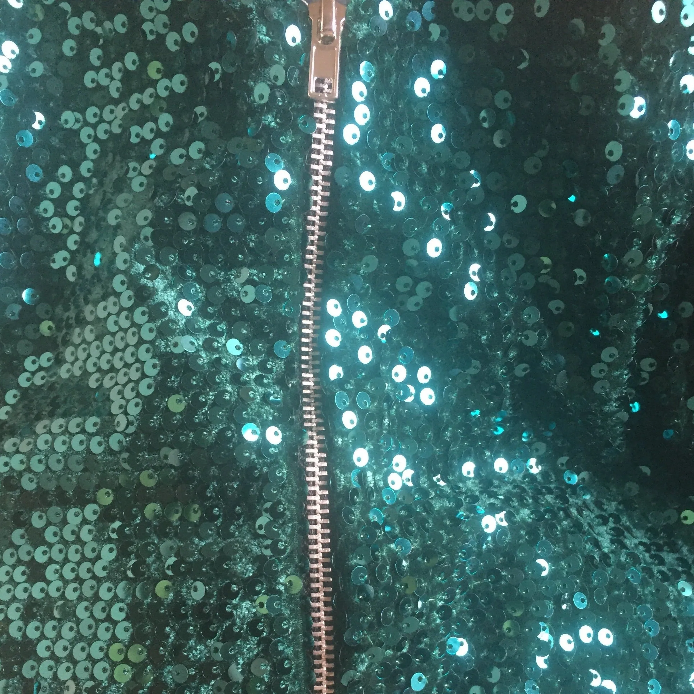 Emerald Green 3/4 Sleeve Velour Sequin Wiggle Dress