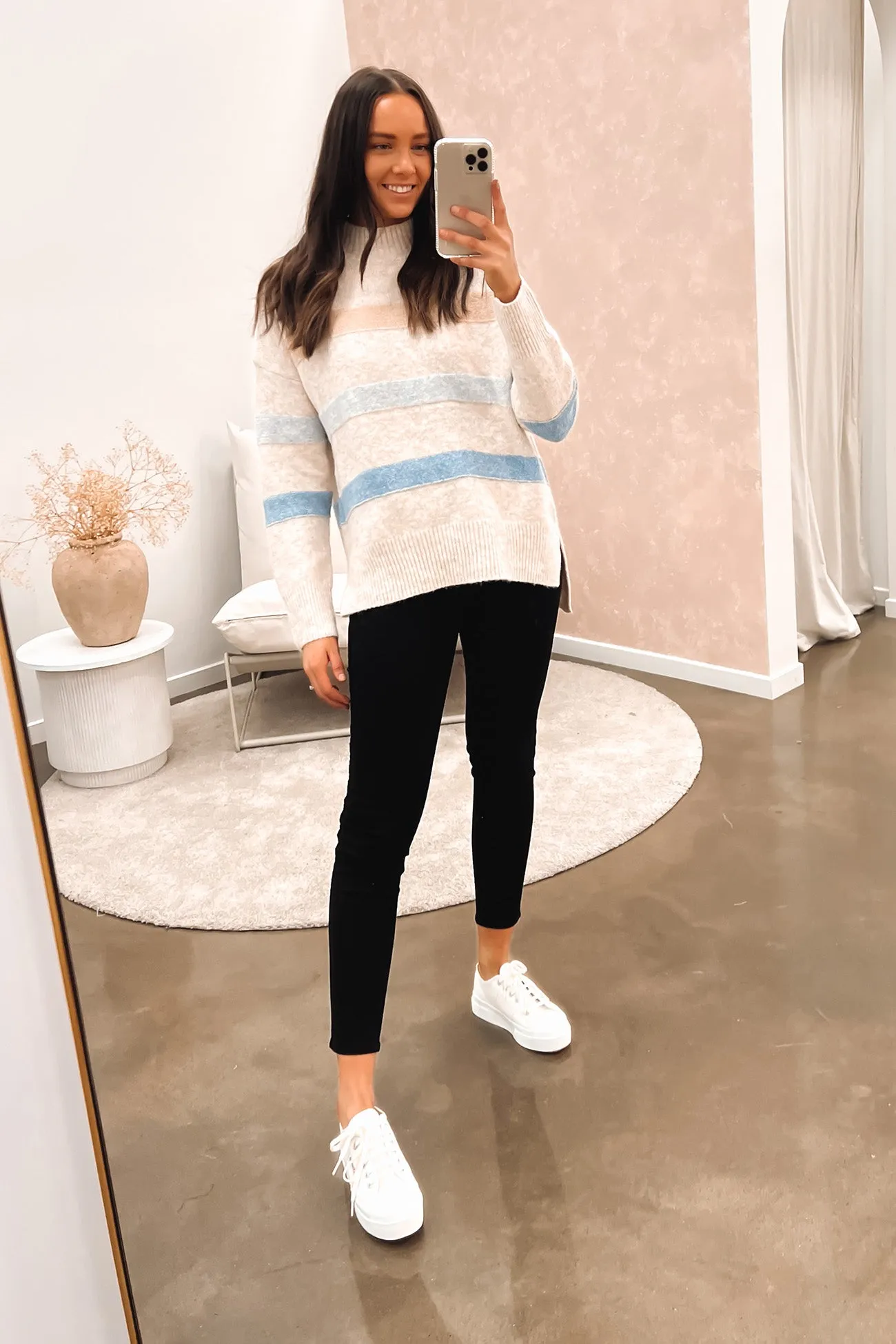 Emma Knit Jumper Beige Blue