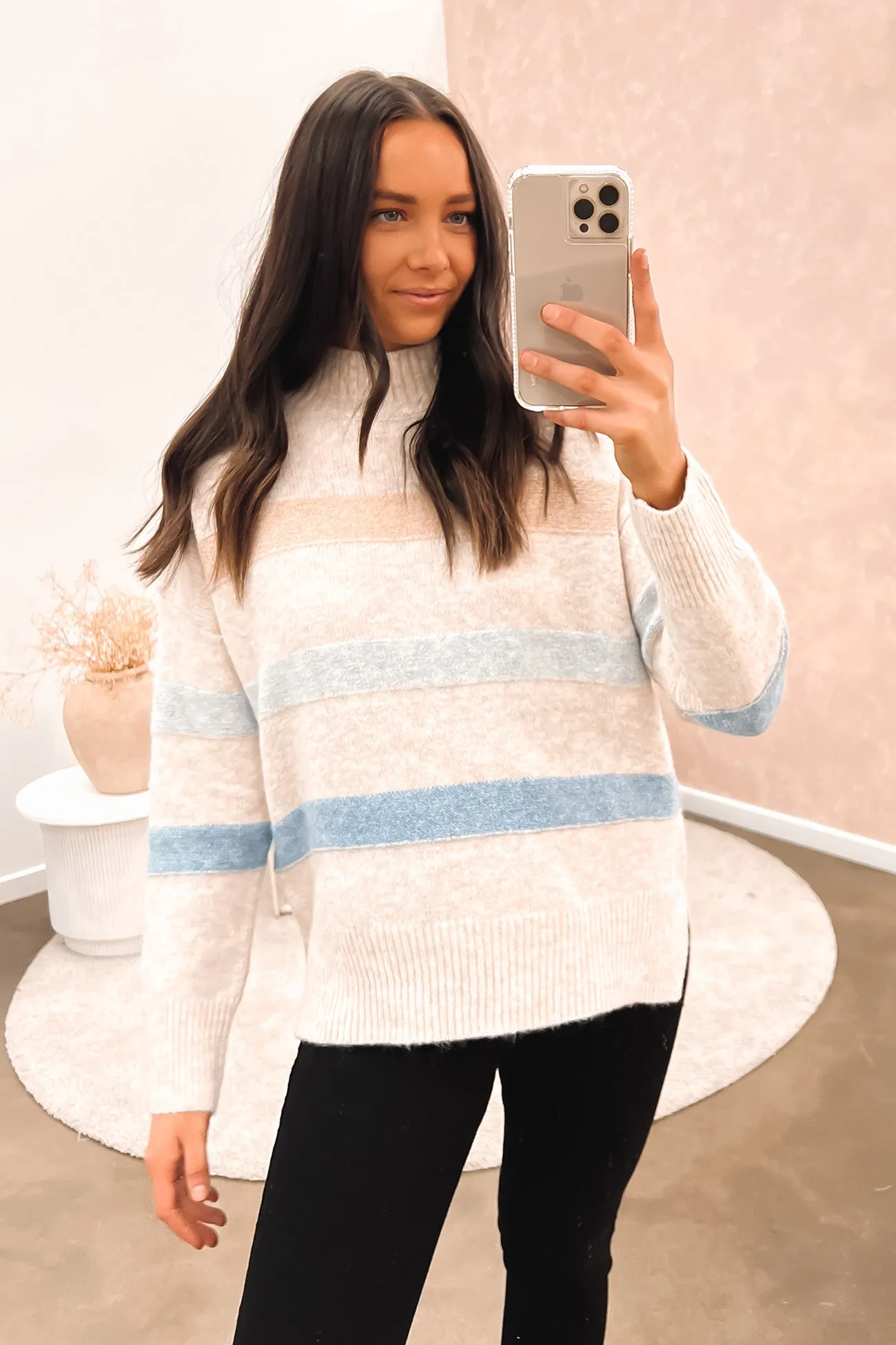 Emma Knit Jumper Beige Blue