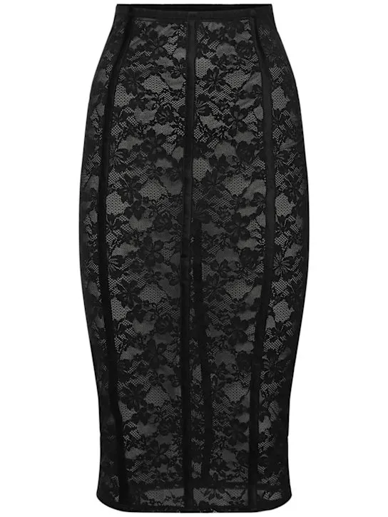 Fleur Du Mal   Le Stretch lace midi pencil skirt 