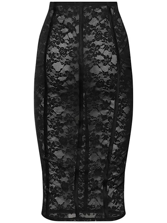 Fleur Du Mal   Le Stretch lace midi pencil skirt 