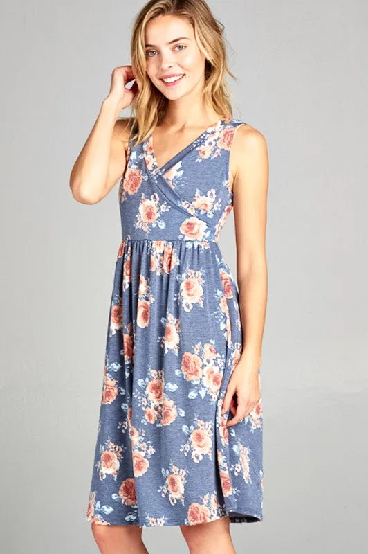 FLORAL TERRY BABYDOLL CASUAL DRESS