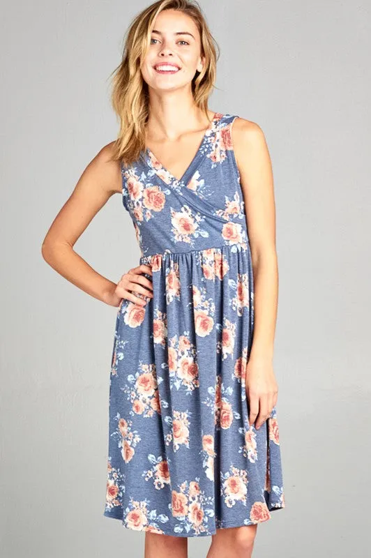 FLORAL TERRY BABYDOLL CASUAL DRESS