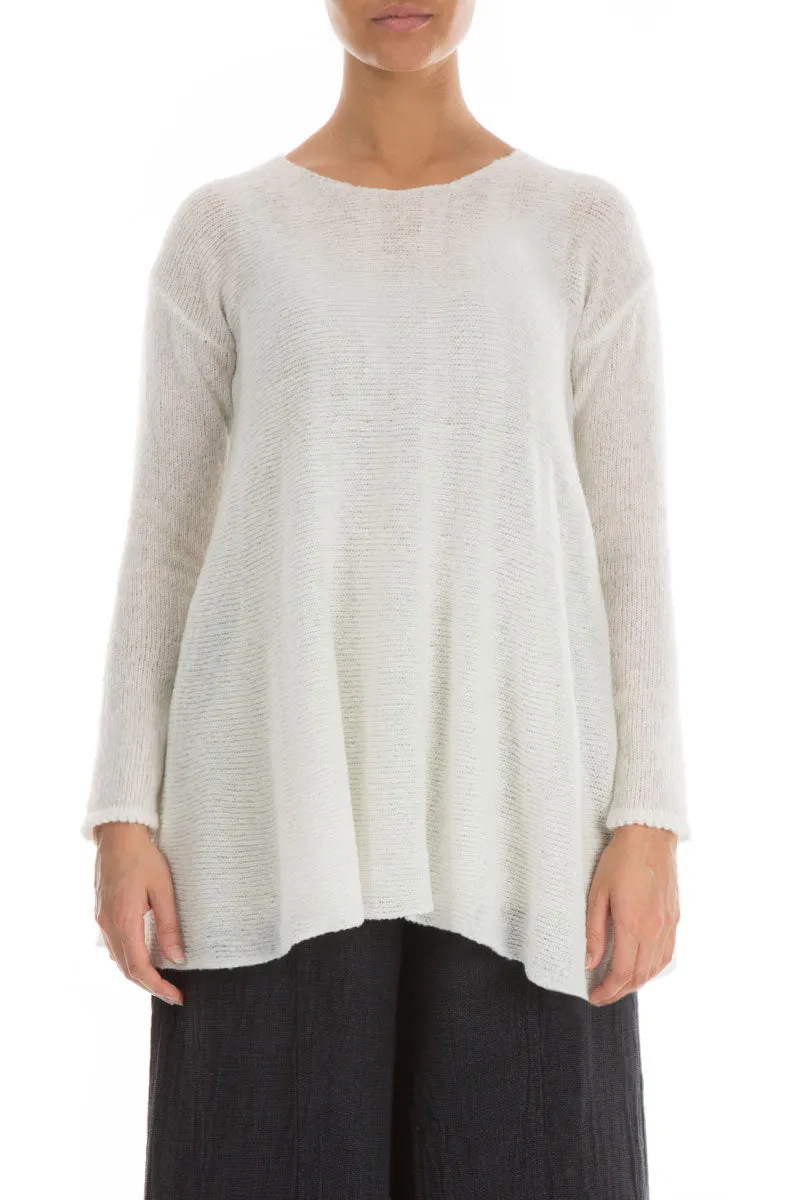 Flowy White Wool Sweater