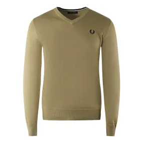 Fred Perry Warm Stone Beige V-Neck  Jumper