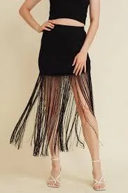 FRINGE BOTTOM MINI SKIRT