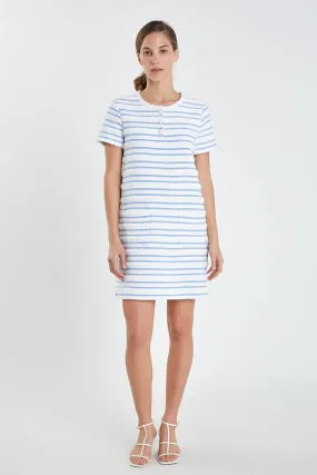 Fringed Striped Polo Mini Dress