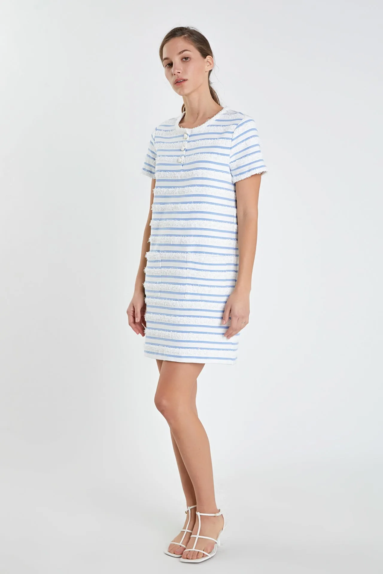 Fringed Striped Polo Mini Dress