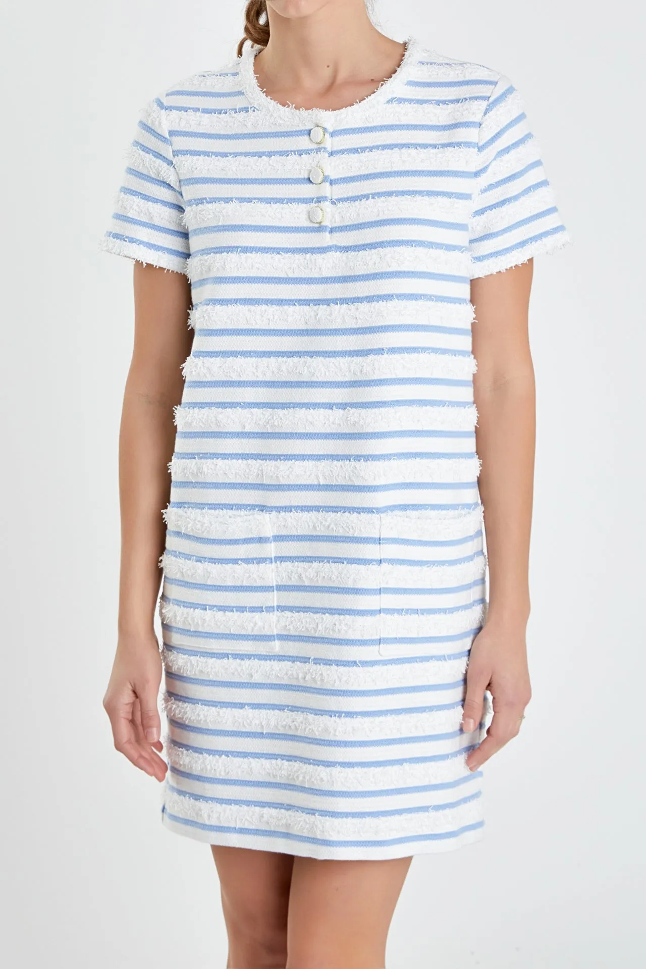 Fringed Striped Polo Mini Dress