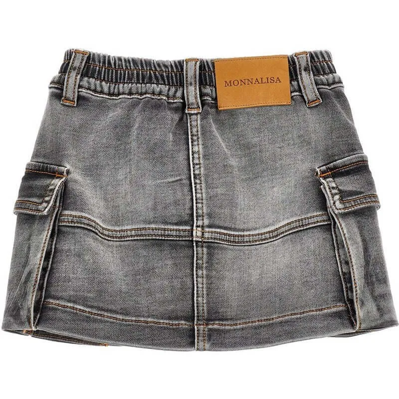 Girls Grey Denim Skirt