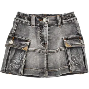 Girls Grey Denim Skirt