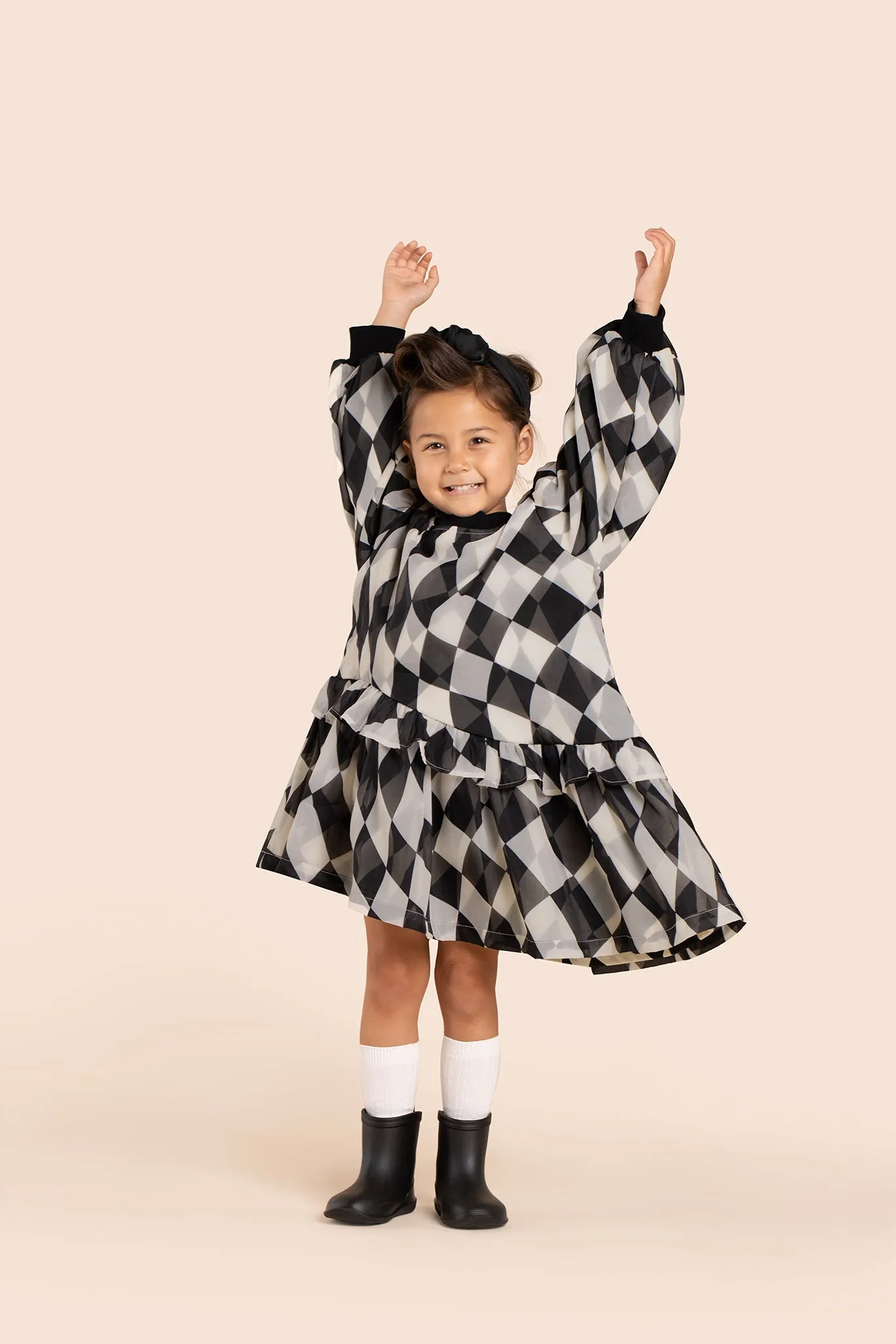 Girls Hi-Low Organza & Terry Dress l Black