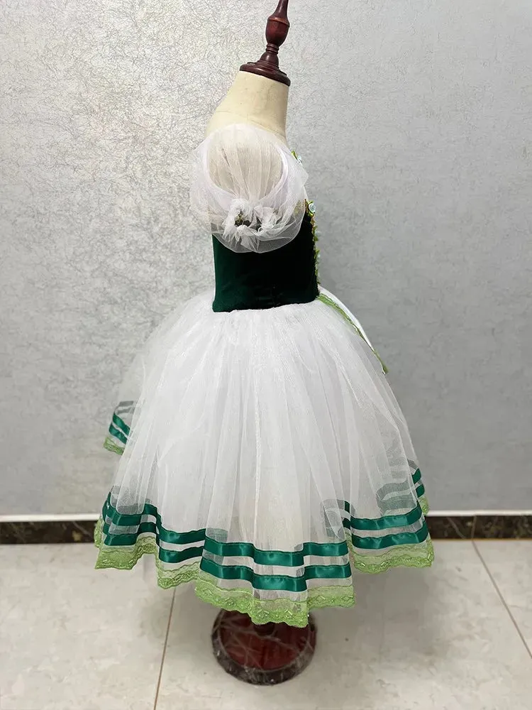 Giselle Green Tutu Long Tulle Ballerina Performance Dress