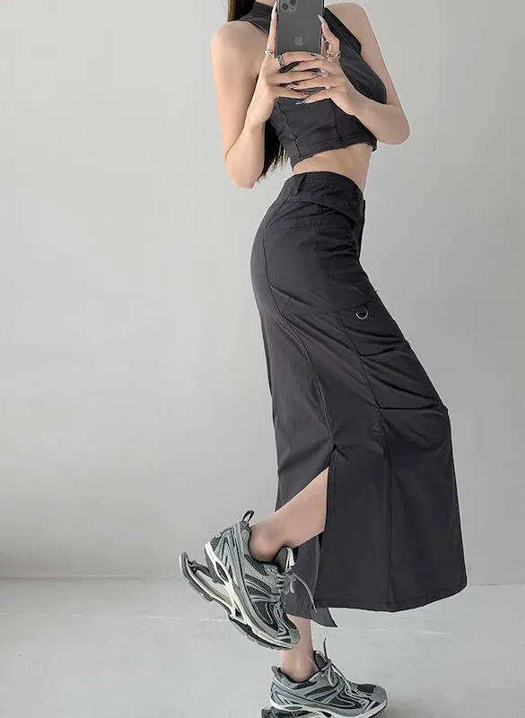 Grunge slit fishtail skirt