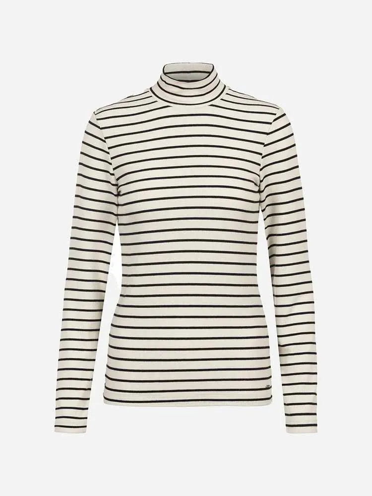 H White & Black Stripe Turtleneck