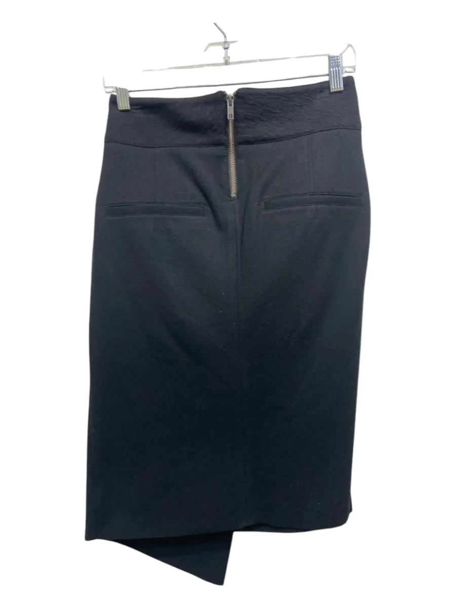 Helmut Lang Size S Black Wool Pencil Back Zip Paneled Knee length Skirt