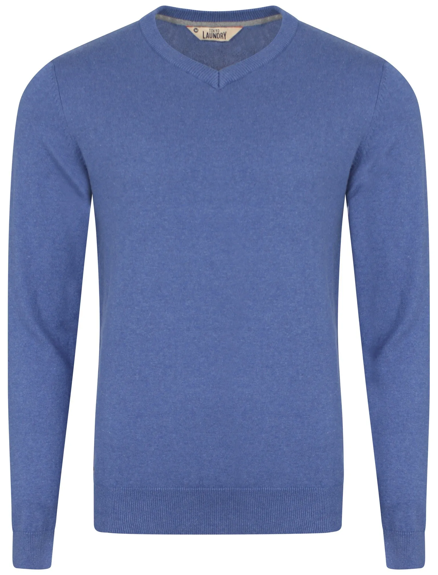 Heppleston V-neck Cotton Jumper in Blue Marl - Tokyo Laundry