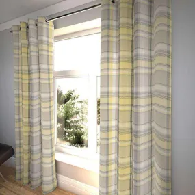 Heritage Yellow   Grey Tartan Curtains