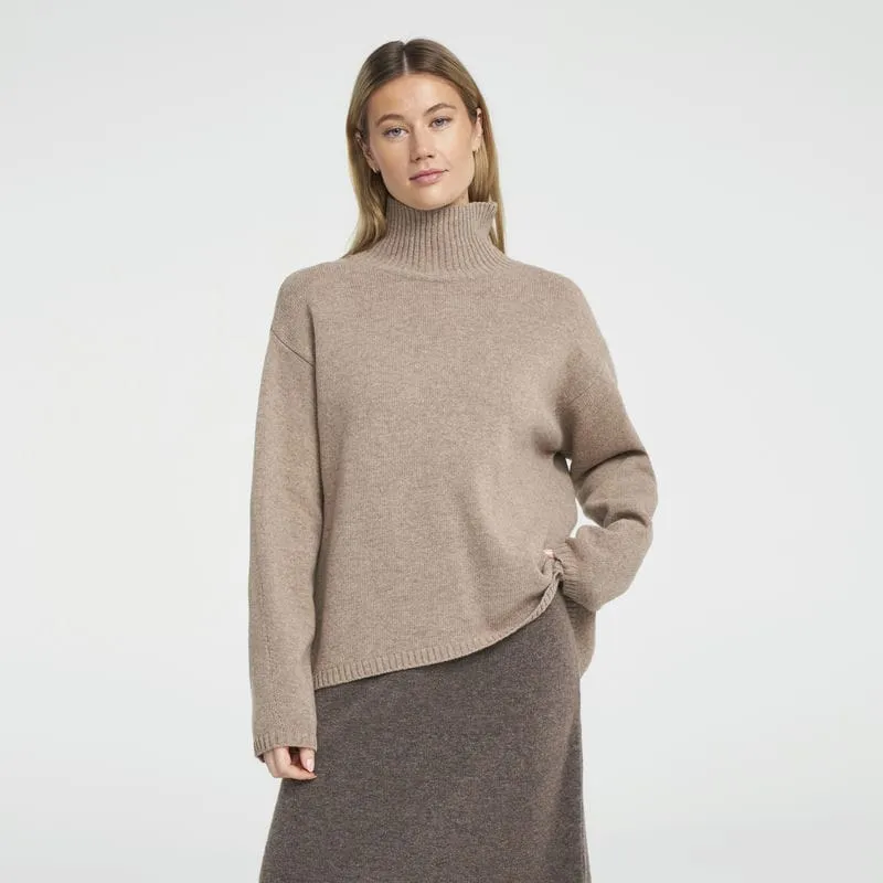 Holebrook Veronika Ladies Turtleneck Jumper - Khaki