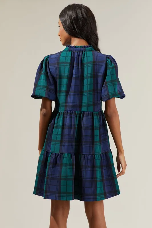 Hudson Plaid Jacey Babydoll Eyelet Dress