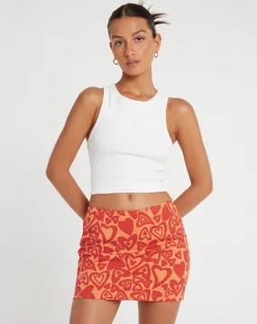 Ima Mini Skirt in Retro Heart Orange