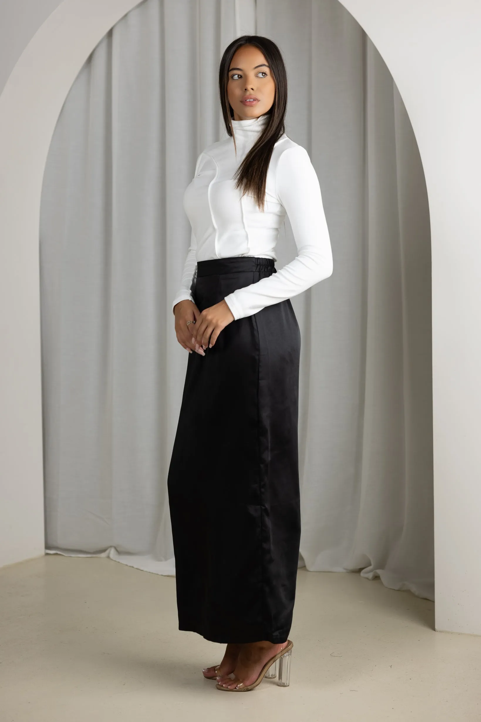 Indaya Satin Pencil Skirt