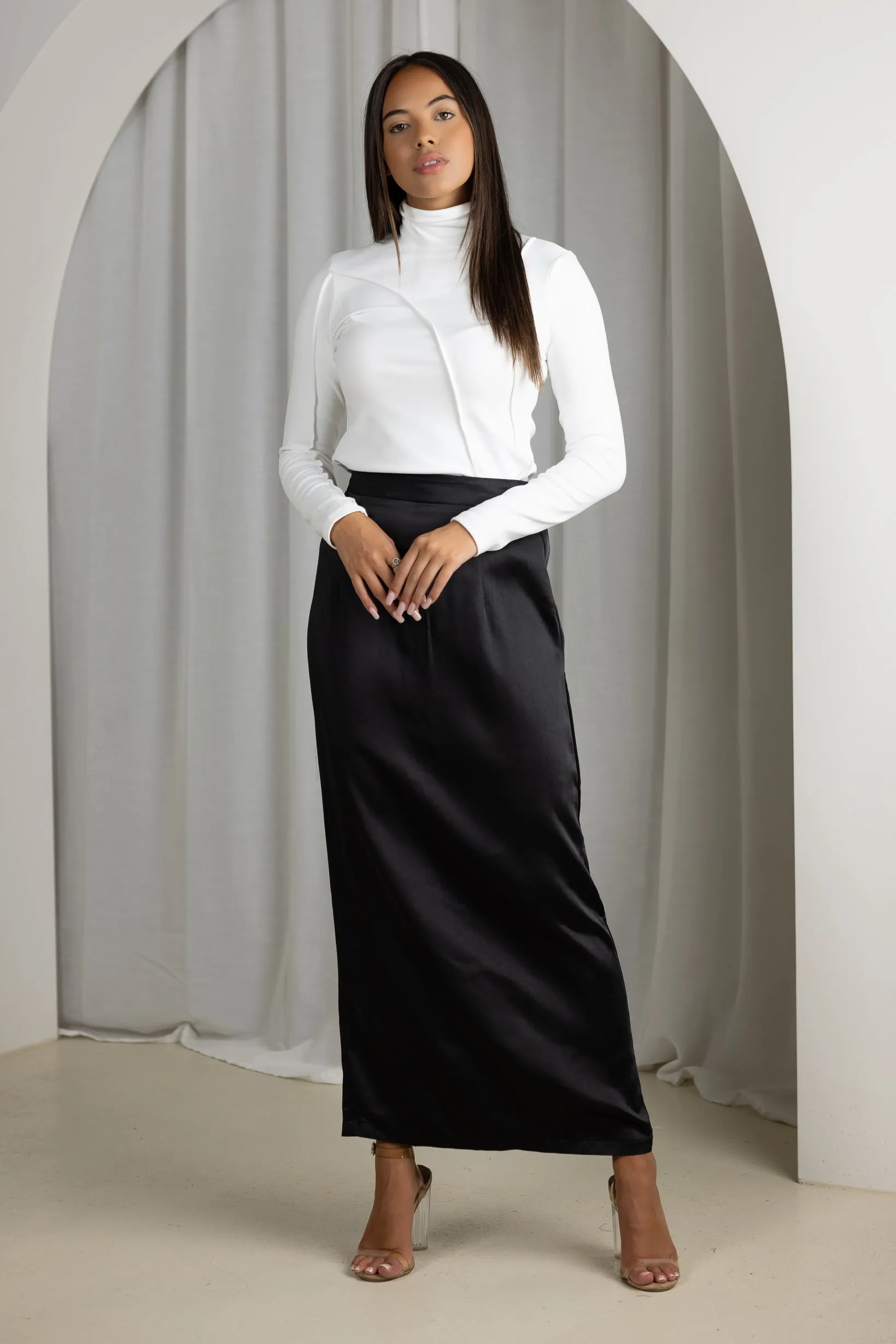 Indaya Satin Pencil Skirt