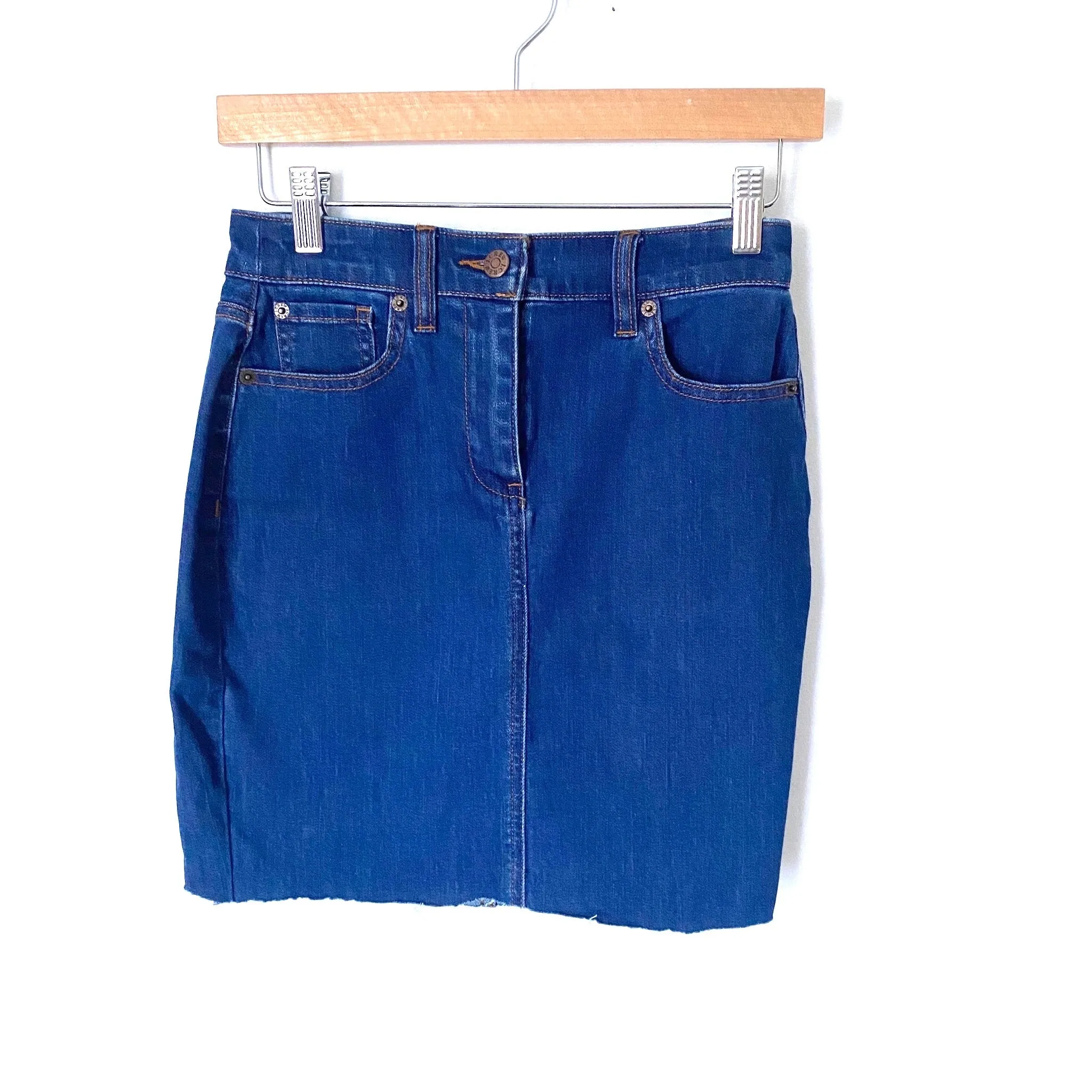 J Crew Stretch Denim Raw Hem Skirt- Size 25