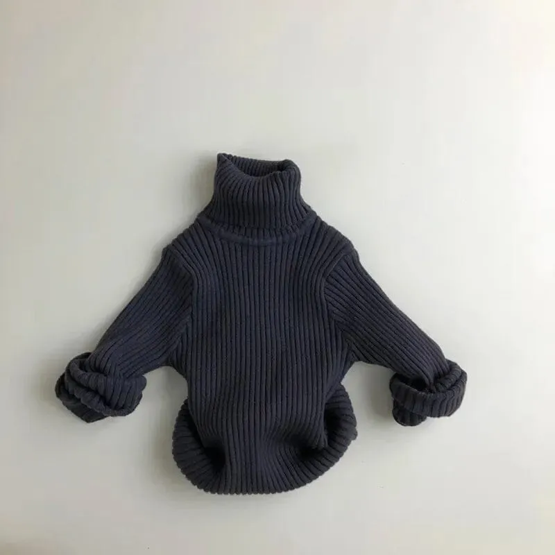 Kids Solid Color Sweaters | The Exquisite Knitted Turtleneck Pullover