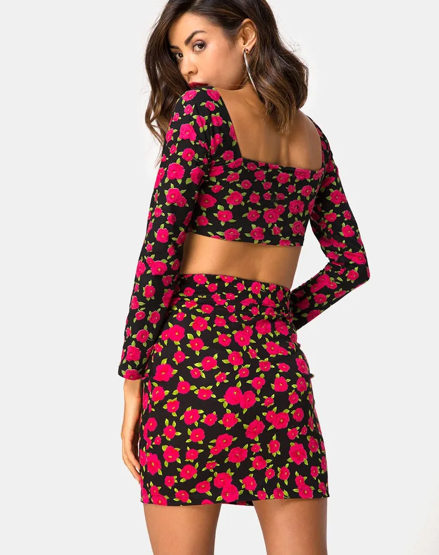 Kimmock Skirt in Red Bloom