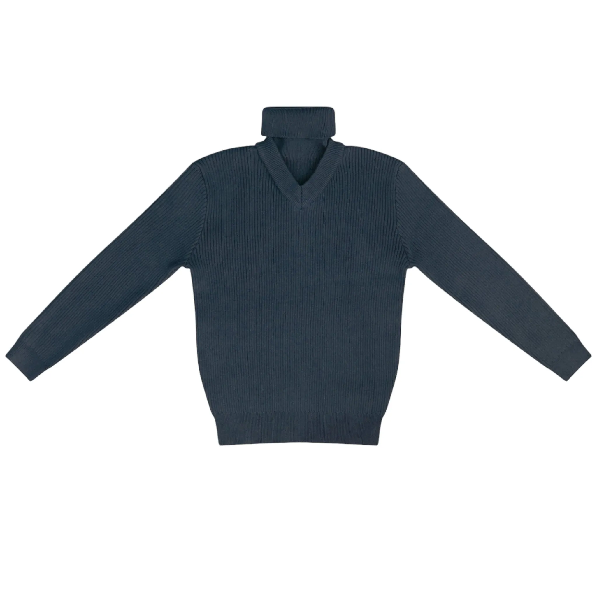 Kipp Rib Turtleneck Sweater -  Blue Grey