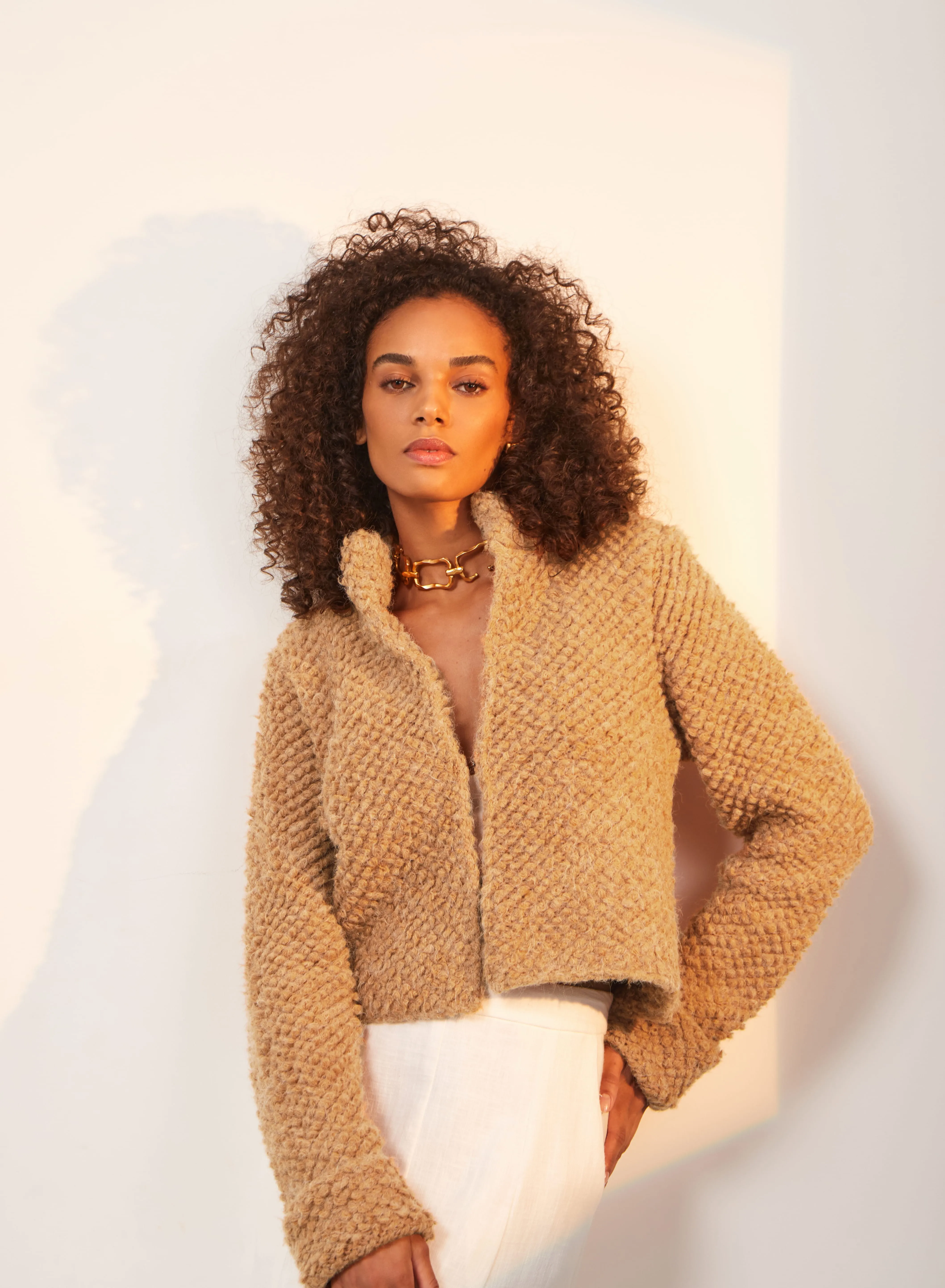 Knit Mila Short Jacket - Caramel