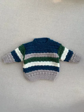 Knitted by Nana Tricolour Jumper Green 12M