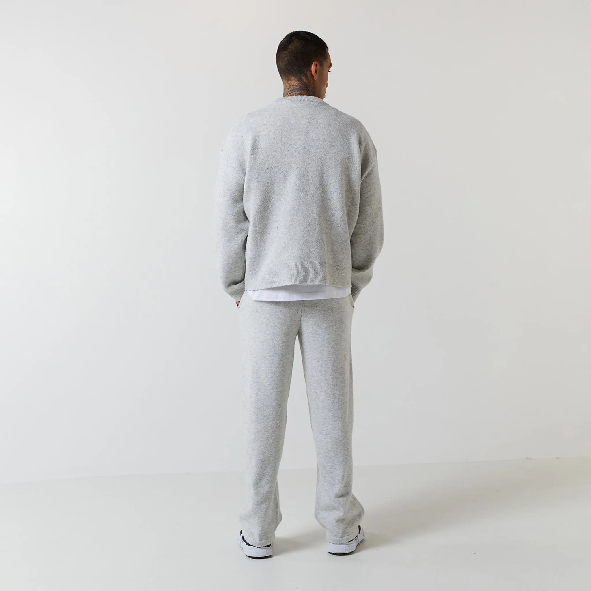 Knitted Crewneck Set | Grey Marl