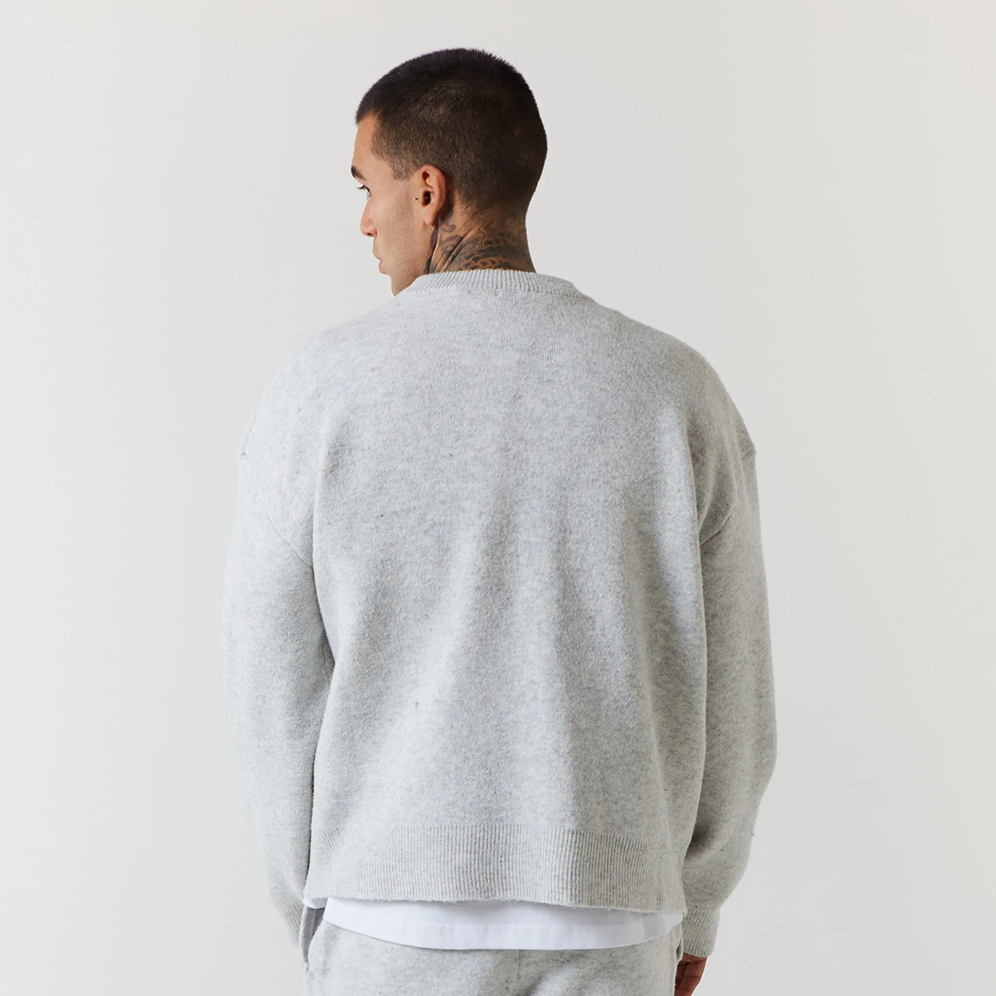 Knitted Crewneck Set | Grey Marl