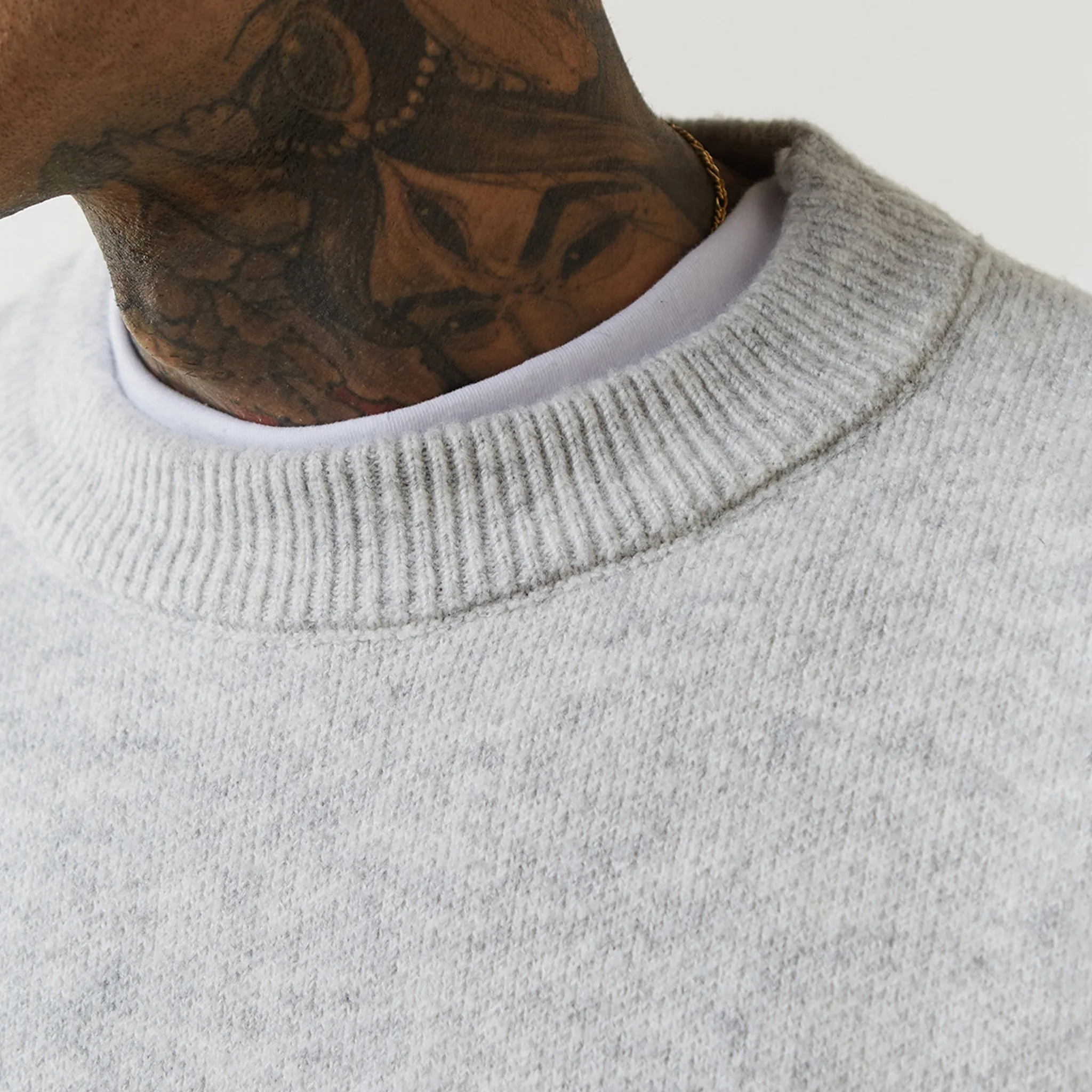 Knitted Crewneck Set | Grey Marl