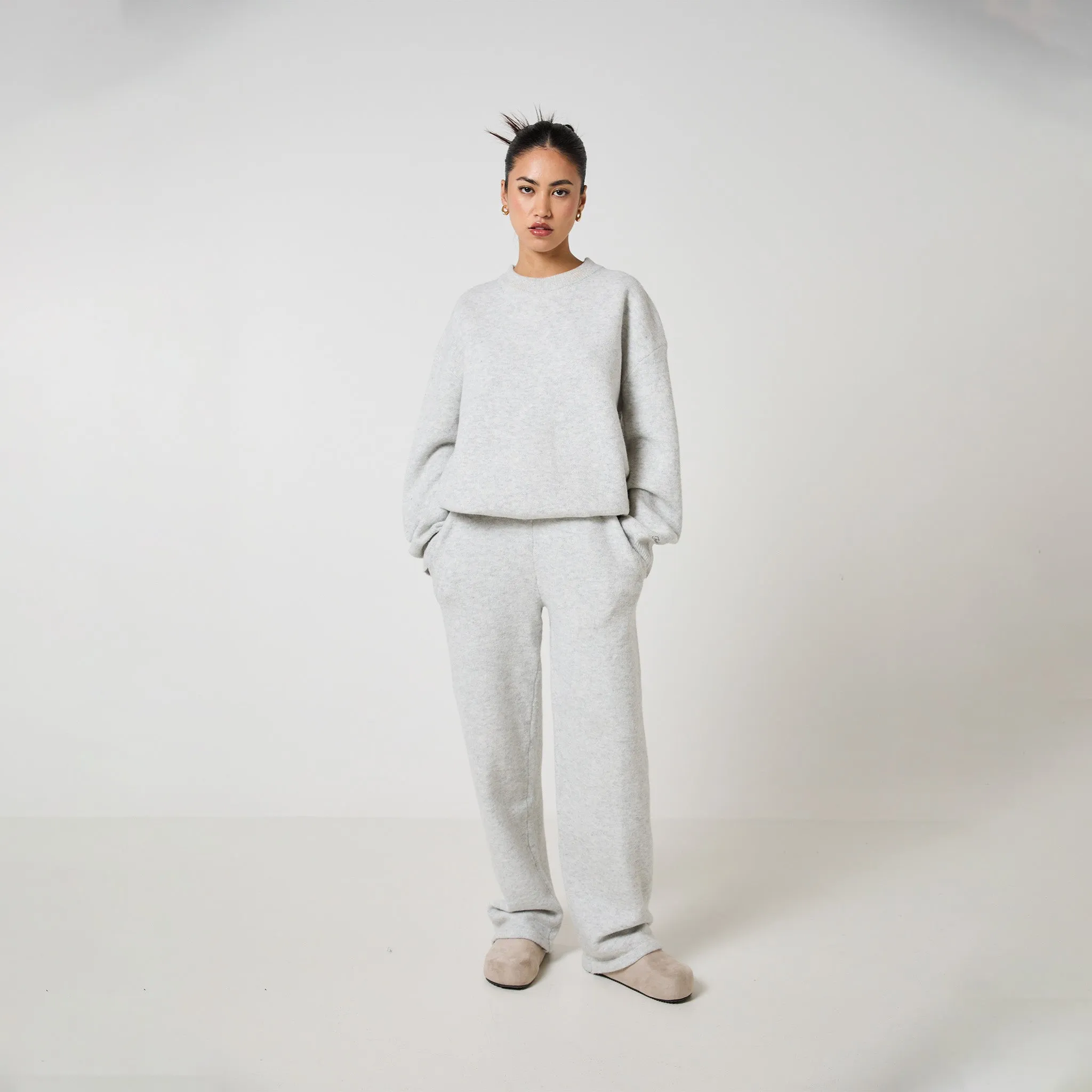 Knitted Crewneck Set | Grey Marl