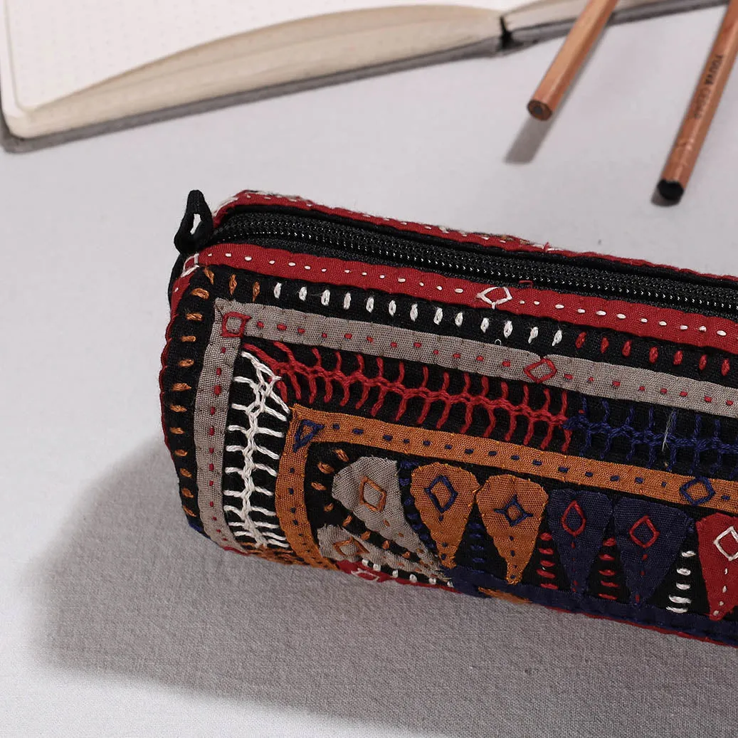 Kutch Dhebariya Hand Embroidery Cotton Pencil Pouch